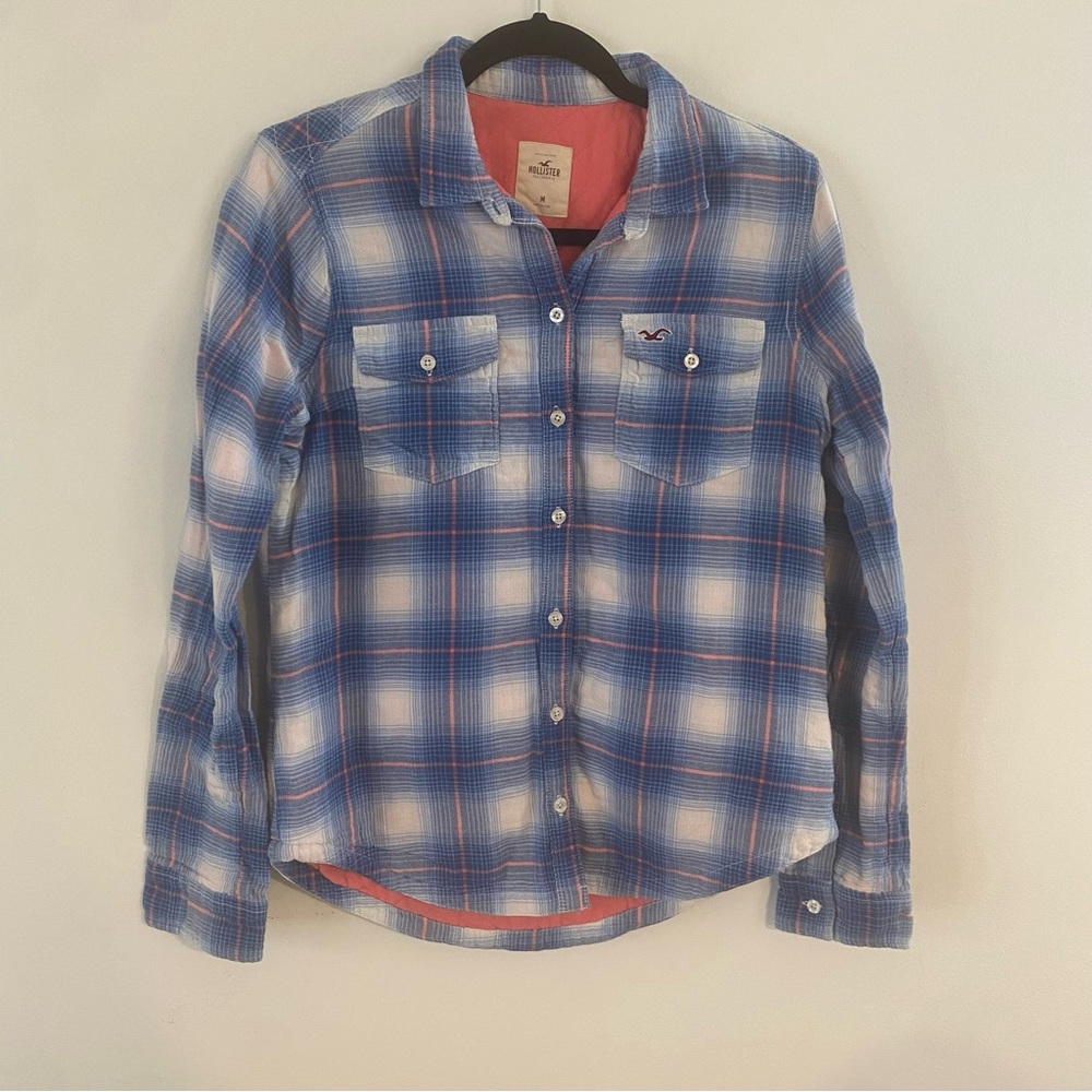 PRICE DROP Hollister Blue, Pink and White Plaid Casual Shirt